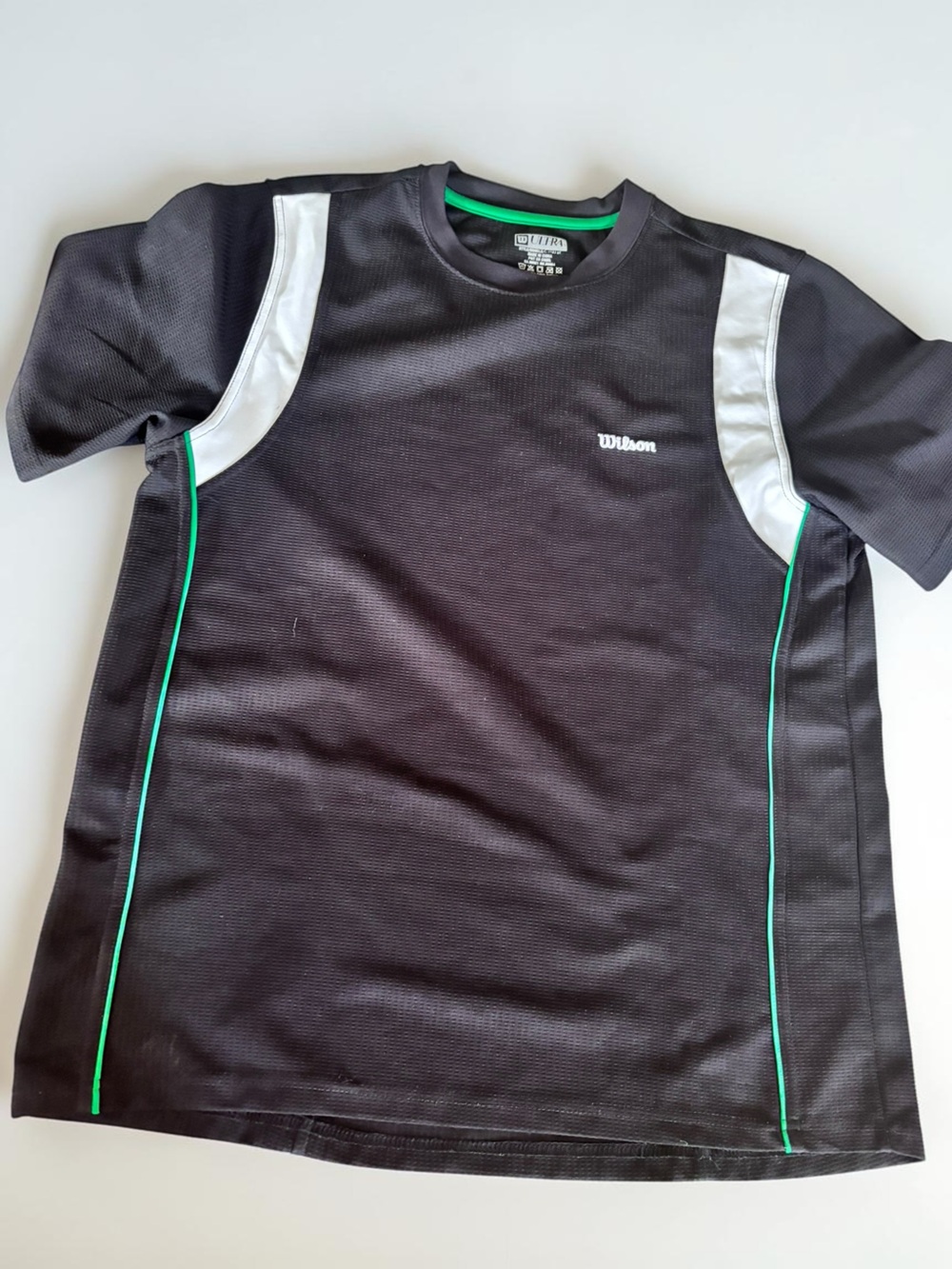 Wilson Performance Athletic Shirt Men's Large Black Green Tennis Top